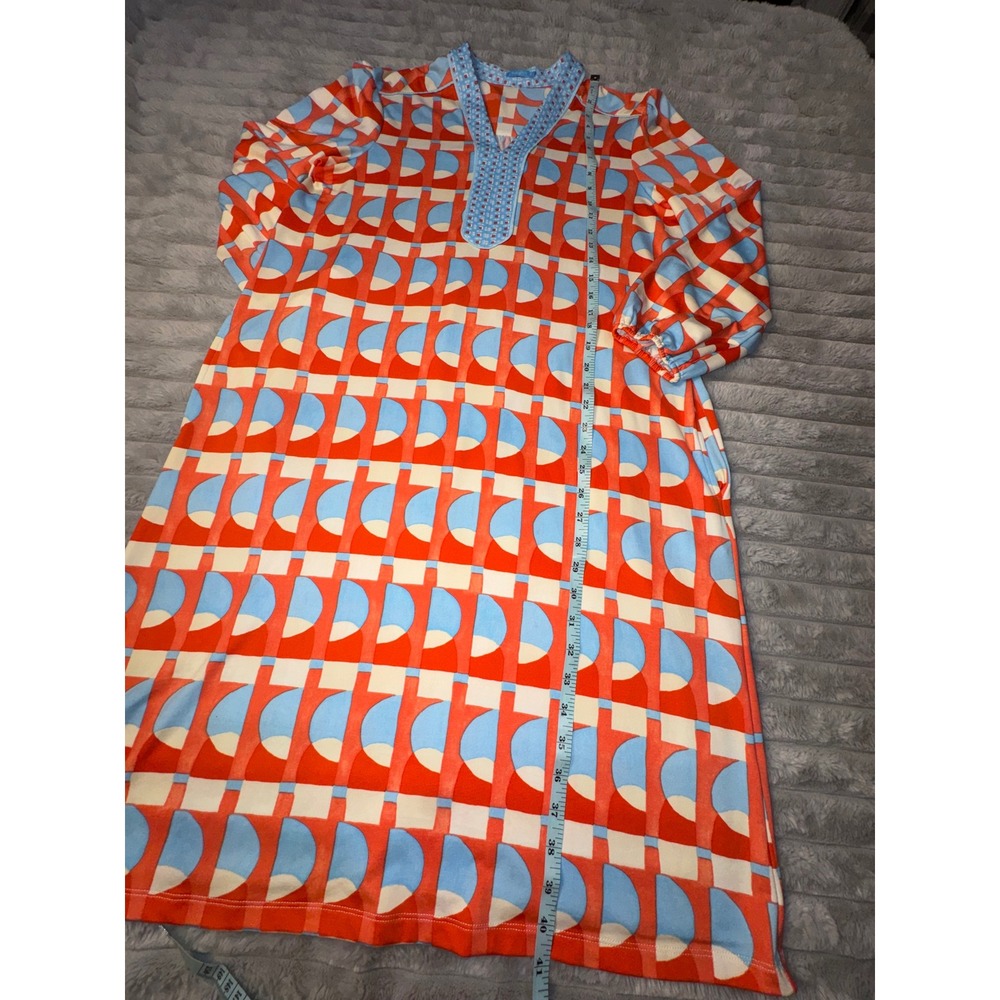J.McLaughlin Women's Medium Emer‎ Dress Eclipse Orange Blue Shift Catalina Cloth - Picture 4 of 14